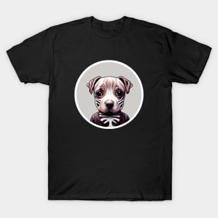 Kawaii Halloween Pitbull Puppy Skeleton Costume T-Shirt